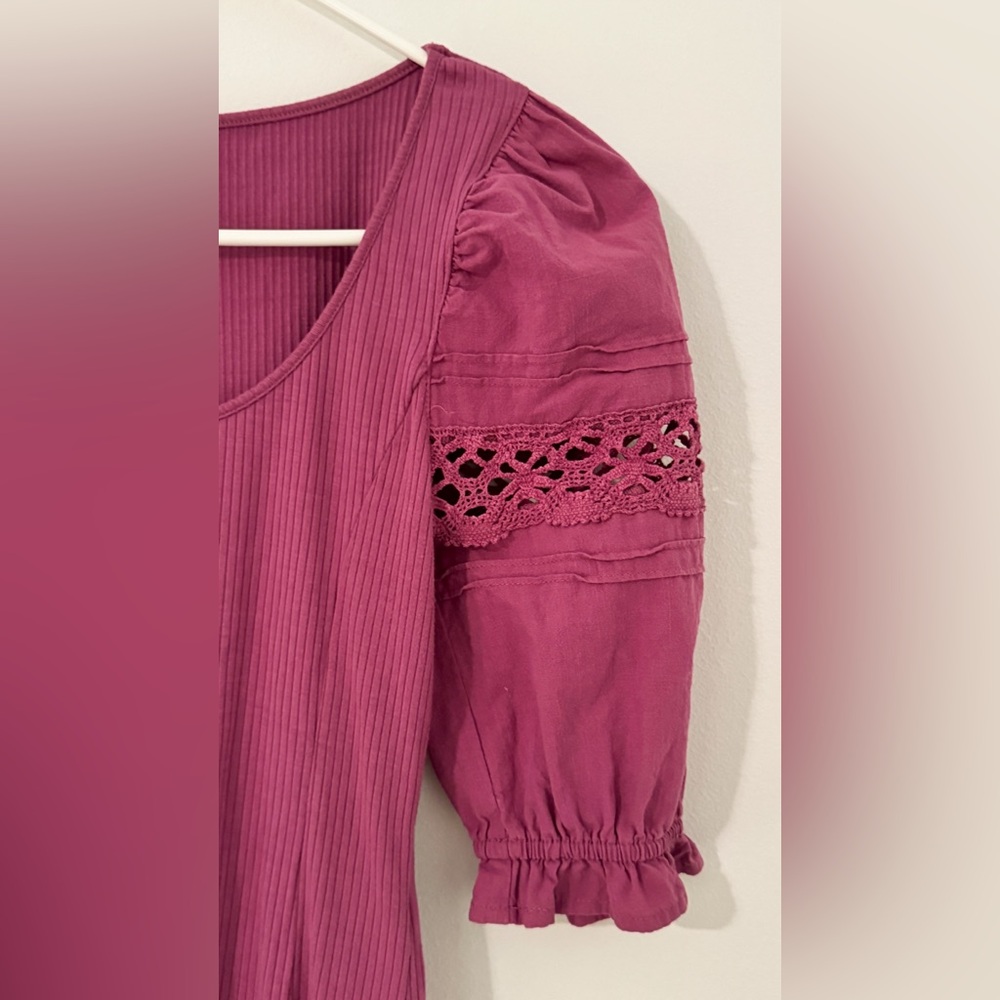 Free People Prairie Boho Puff Sleeves Top size XS - Picture 2 of 4